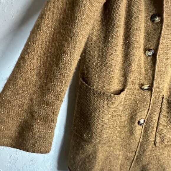 J. Crew Mercantile Long Brown Lambs Wool Button-Front Cardigan Coat Womens Mediu - Picture 3 of 9